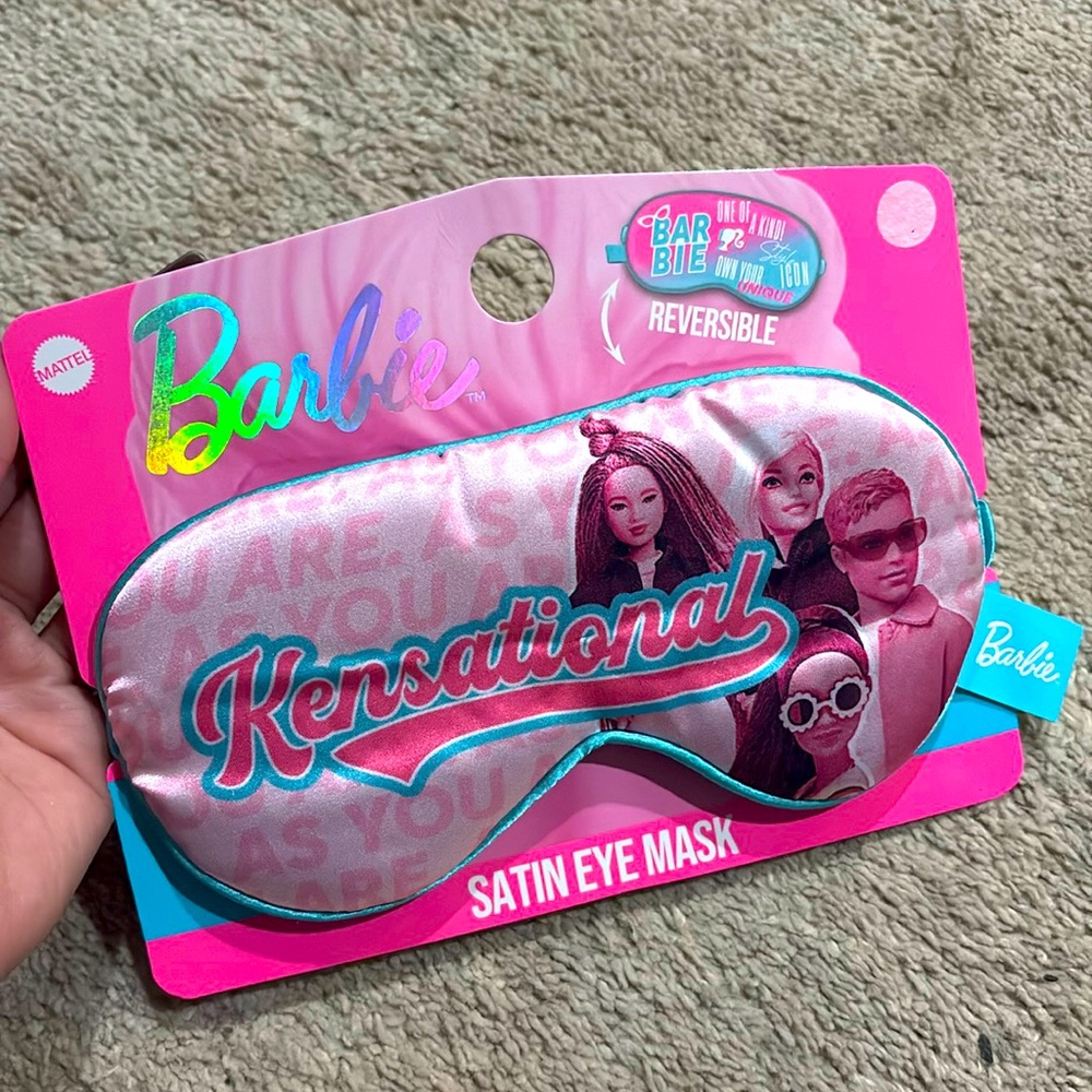 Nwt Barbie reversible satin eye mask